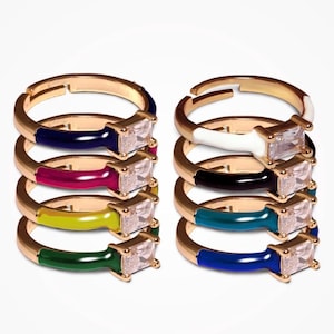 gold enamel ring cubic zirconia