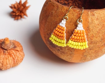 Candy corn earrings, halloween earrings