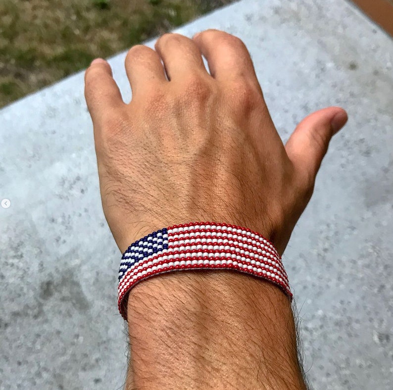 American flag handmade bracelet, USA flag bracelet small image 3