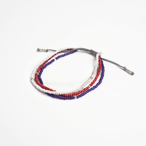 American flag handmade beaded bracelet, minimal bracelet, USA flag bracelet image 1