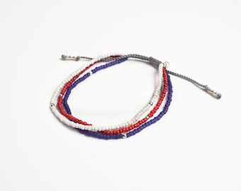 Pulsera de cuentas hecha a mano con la bandera estadounidense, pulsera minimalista, pulsera con la bandera de EE. UU.