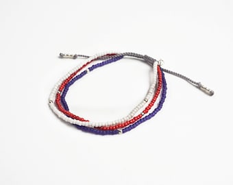 American flag handmade beaded bracelet, minimal bracelet, USA flag bracelet