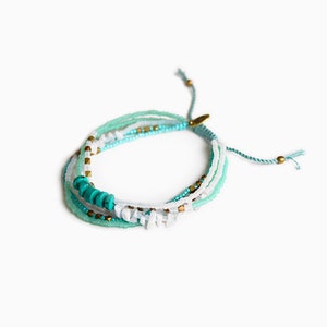 Handmade layered adjustable Turquoise bracelet image 1
