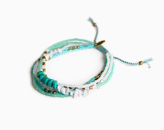 Handmade layered adjustable Turquoise bracelet