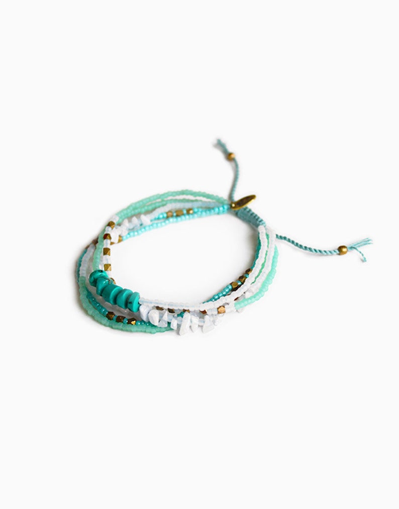 Handmade layered adjustable Turquoise bracelet image 1