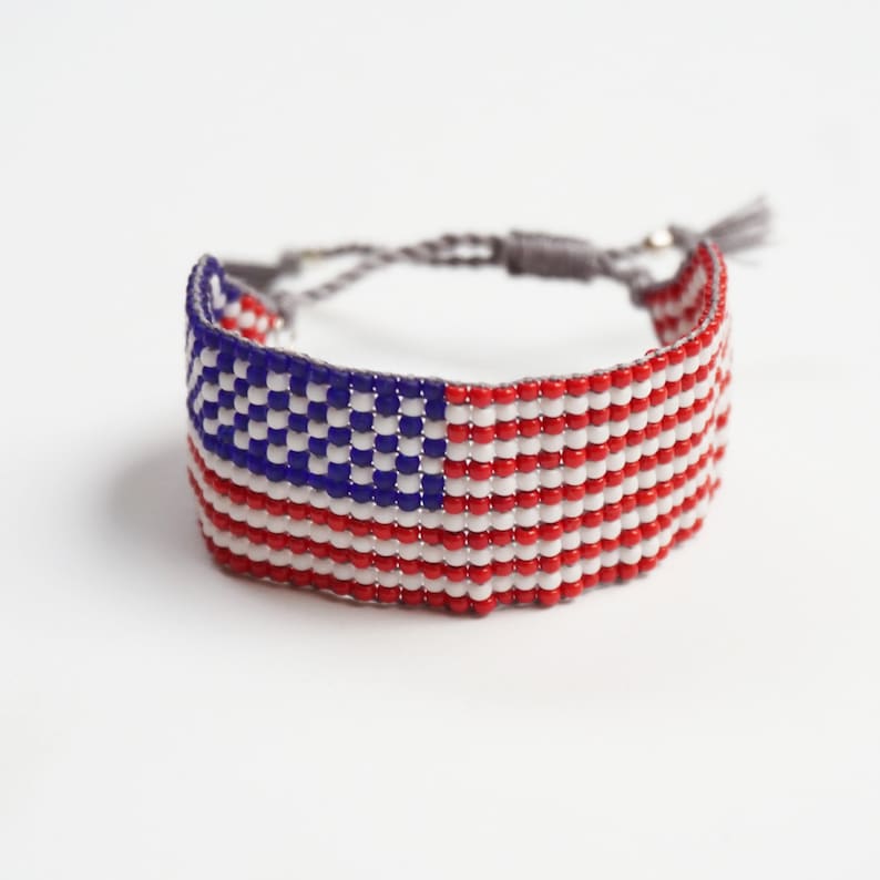 American flag handmade bracelet, USA flag bracelet small image 2
