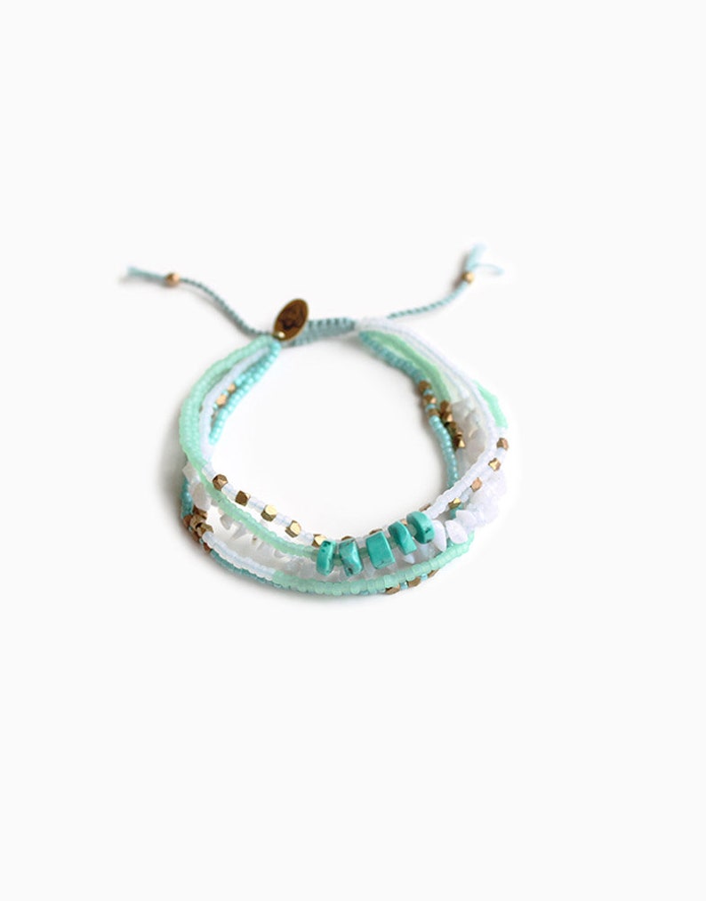 Handmade layered adjustable Turquoise bracelet image 2