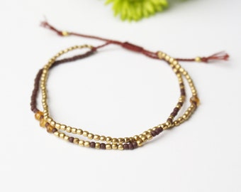 Handmade minimal brown and gold bracelet