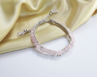 Rose quartz adjustable bracelet