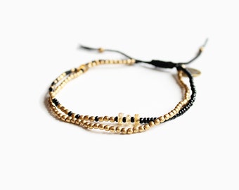 Handmade minimal black and gold bracelet