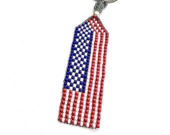 American flag keychain, USA flag keychain, handmade keychain