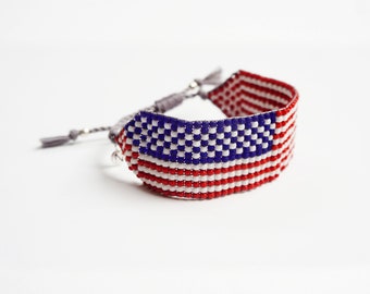 American flag handmade bracelet, USA flag bracelet (small)