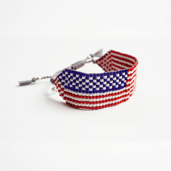 Pulsera hecha a mano con bandera americana, pulsera con bandera de EE.UU. (pequeña)