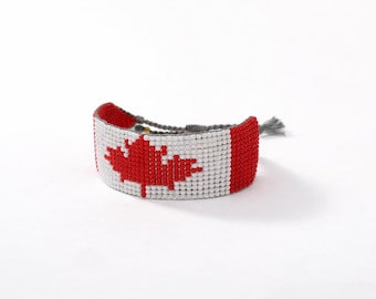 Canadian flag handmade bracelet, Canada flag bracelet (small)