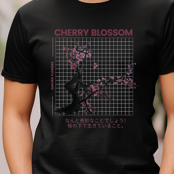 Cherry blossom shirt  for her birthday gift idea for friends Japanese  cherry unisex graphic tee for him retro cherry blossom tree print tee