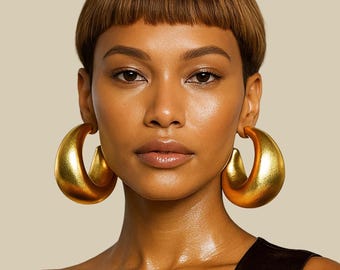Large Gold Statement Hoop Earrings: Bohemian African Bold Oversized jewelry