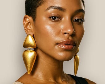 Big Gold Statement Dangle Earrings: Bold Geometric Boho African Jewelry