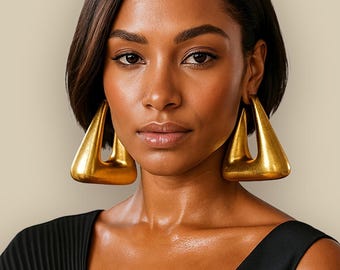 Gold Geometric Big Hoop Earrings: Chunky Bohemian Bold African Statement Jewelry