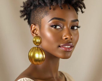 Gold Big Dangle Earrings: Bold Statement African Modern Halloween Jewelry