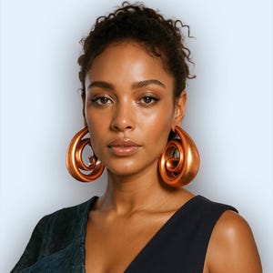 Big Rose Gold Spiral Hoop Earrings: Bold Bohemian Statement African