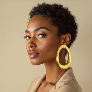 African Big Hoop Gold Statement Earrings Lightweight Stud Bohemian Large Oversized Chunky Geometric handmade outfit