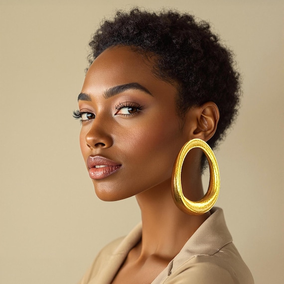 Statement gold hoop earrings discount