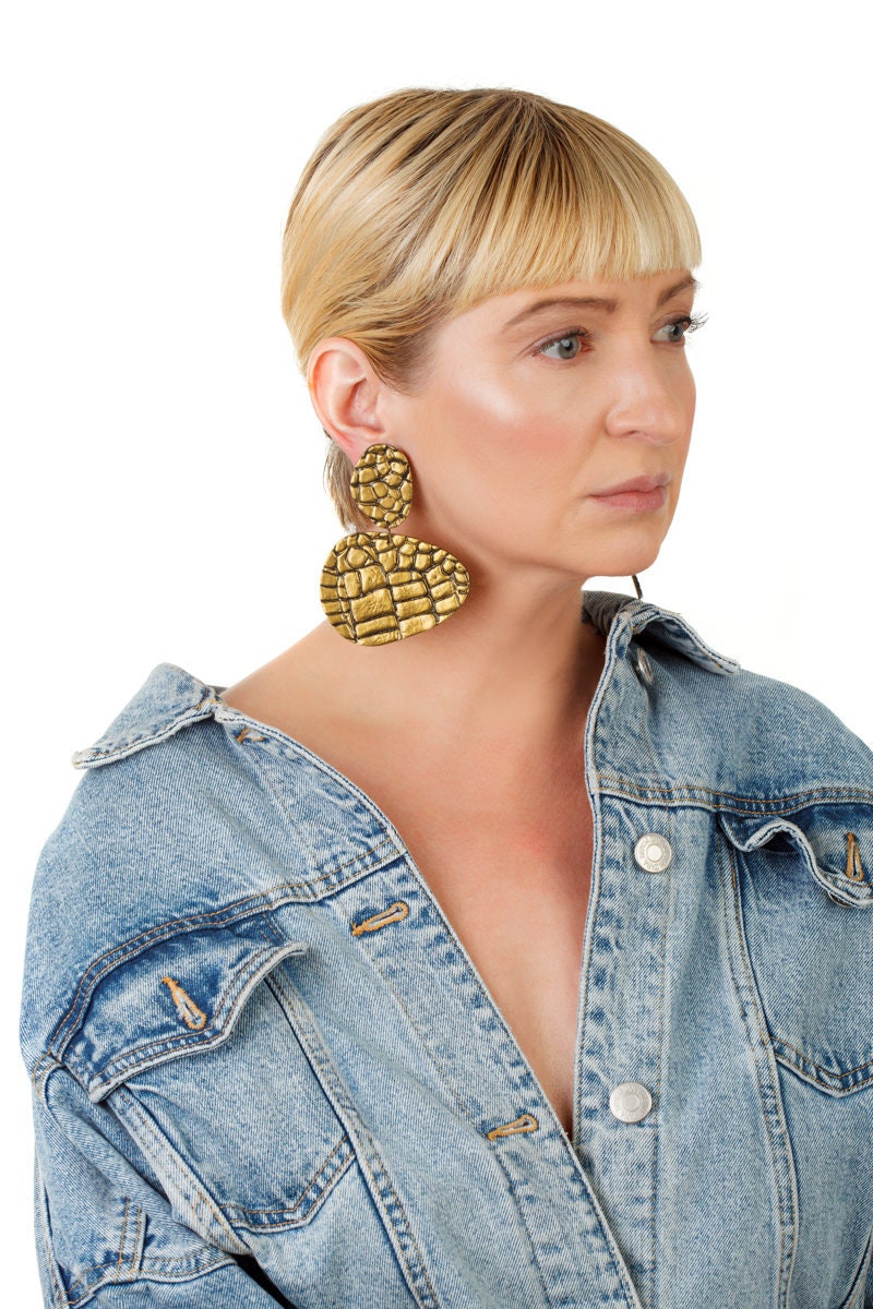 Big Gold Statement Earrings Minimalist Lightweight Dangle Etsy