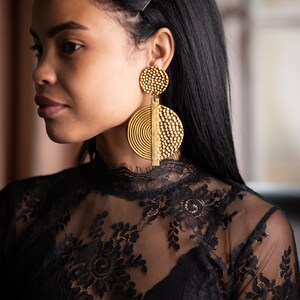Earrings Hoop Extra Long Gold Spiral Swirl Boho Tribal African | Etsy