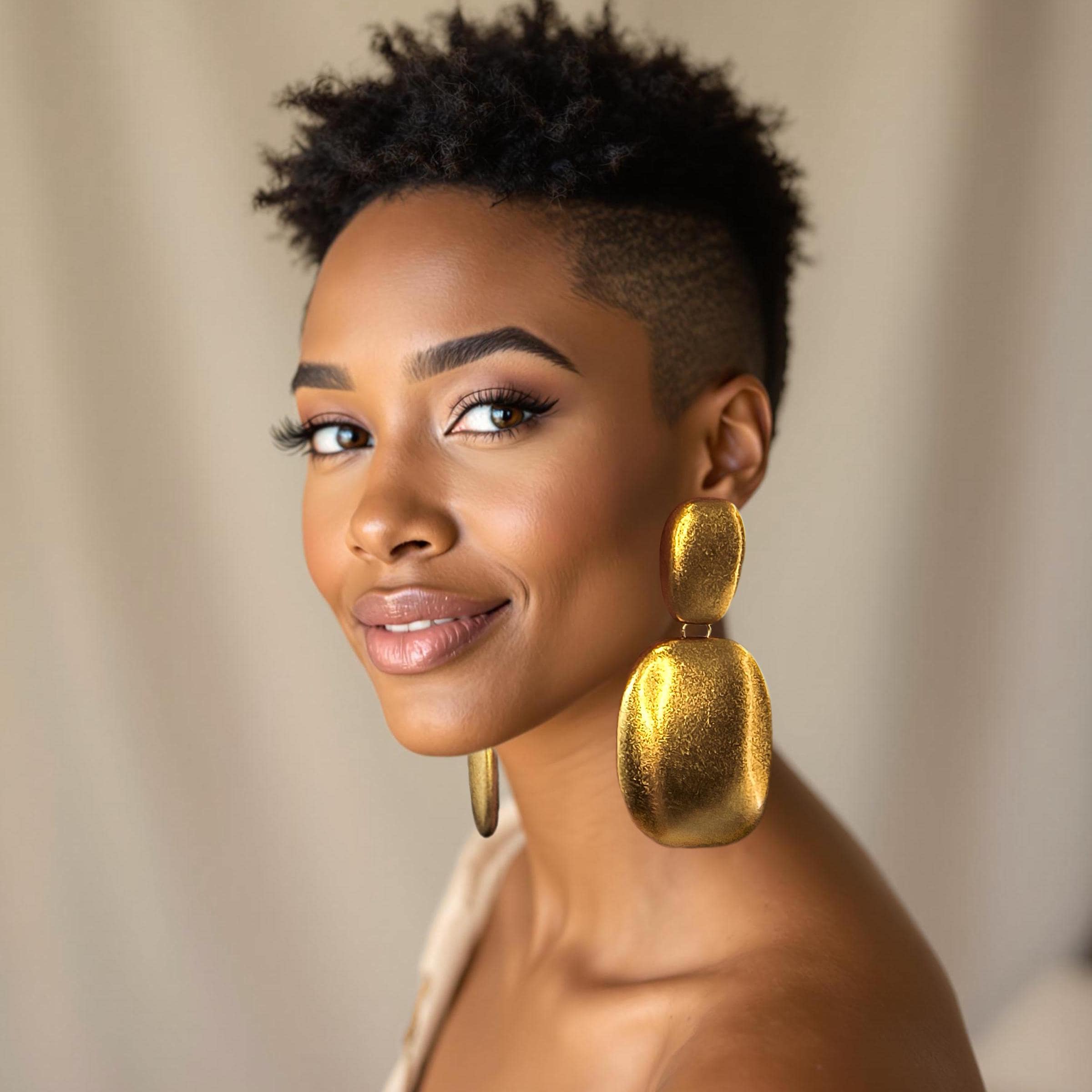 Oversized Gold Dangle Earrings: Bold Modern Statement African Jewelry