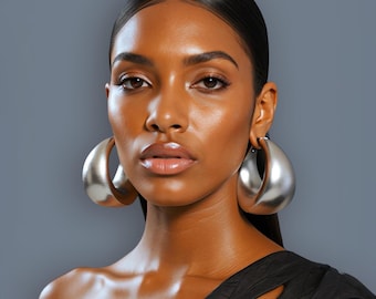 Big Silver Hoop Earrings: Bold Bohemian Geometric African Statement