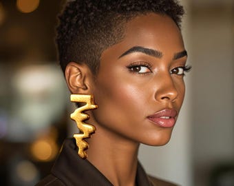 Oversized Gold Earrings: Bold Geometric Statement Boho Tribal African