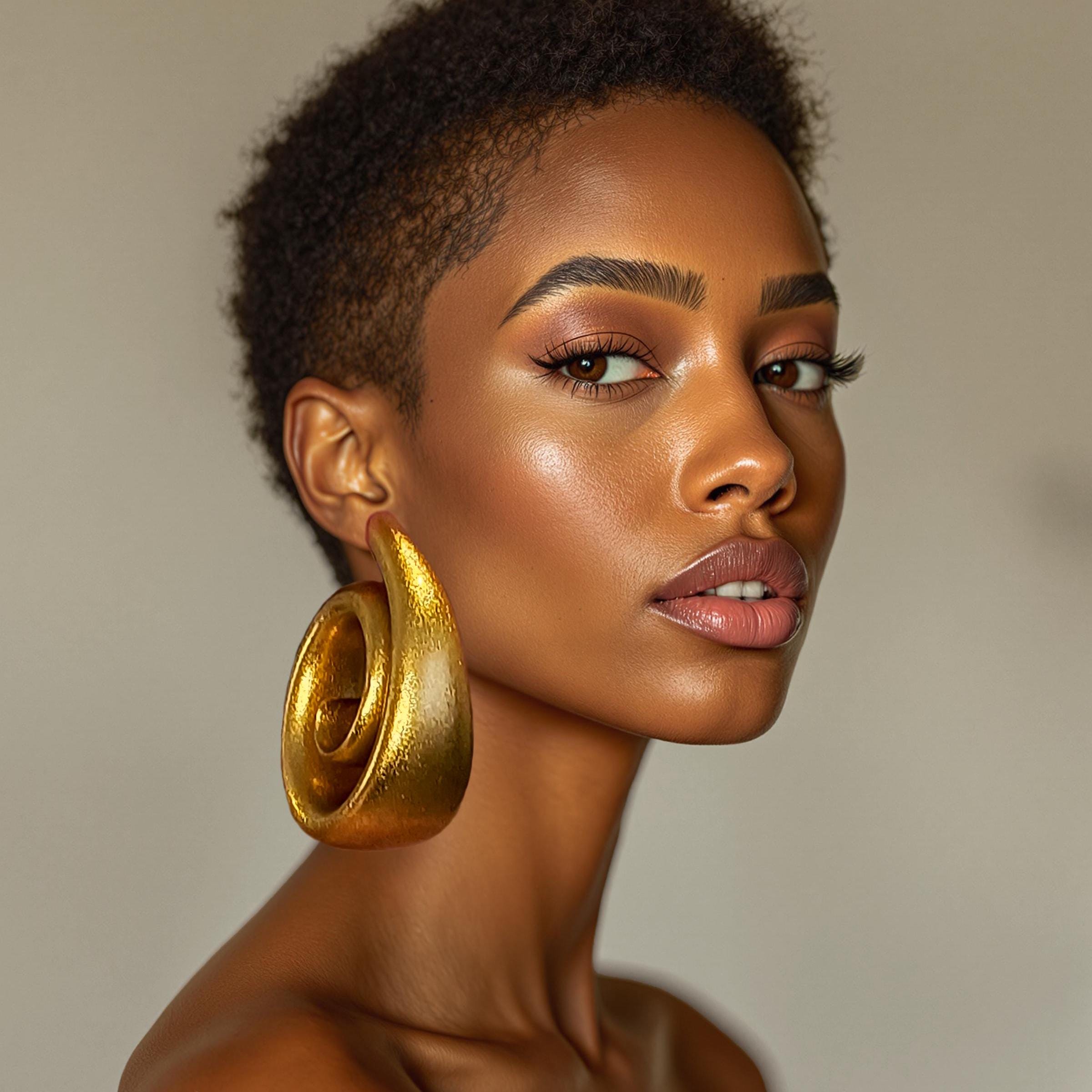 African Big Hoop Gold Spiral Statement Earrings Lightweight Stud Bohemian Large Oversized Chunky Geometric handmade outfit