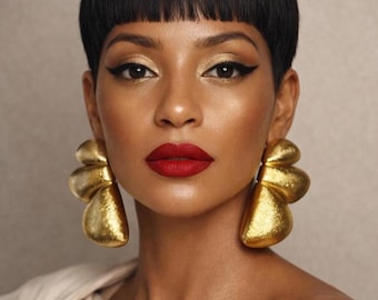 Oversized Gold Earrings: Bold Geometric Statement Boho Tribal African