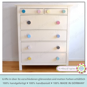 12er Set JUMBO KNOBS 6 cm XL Möbelknöpfe Möbelknäufe matt groß Holz Kreidefarbe uni Buche bunt rund mint Vintage Look Knauf Möbelgriff