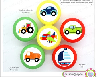 Meubelknoppen houten voertuigen kinderen set van 6 kleurrijke meubelknoppen mat hulpdiensten voertuigen auto vrachtwagen boot vliegtuig geel rood ladekast handgrepen auto handgrepen