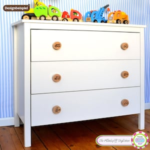 1 pomo para muebles de habitación infantil, tirador de madera con grabado láser para vehículos, coches, bomberos, policía, cajón, pomo natural de 50 mm.