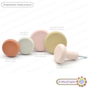 Patères mates, crochets muraux, peinture à la craie, lot de 5, ronds, JUMBO KNOBS, patères, crochets muraux, patères en bois massif, couleur mate