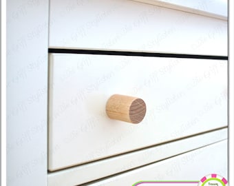 1 mini small wooden door knob matte plain wood wooden beech pink light blue grey sugar white solid furniture handle drawer cabinet