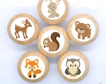 Woodland animal knobs for cabinets wooden animal drawer pulls doorknobs forest animals nursery owl squirrel hedge hog wrap chest
