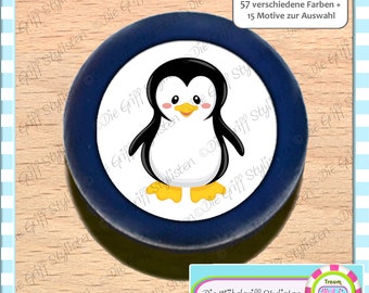 1 custommade children's room cabinet knob penguin darkblue dresser drawer knobs nursery wooden furniture handle kids colored glossy wood