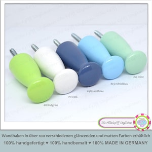 5 wardrobe hooks plain wood wooden beech solid clothes children's room mint white glossy light blue red yellow brown green hanger wall hook