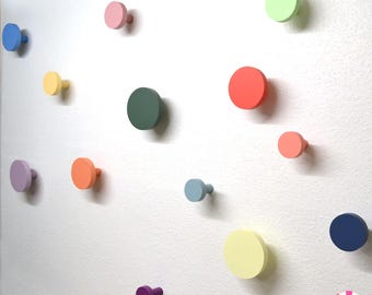 1 pc round wardrobe wall hook JUMBO KNOBS XL big wall 6-12 cm hangers wood knobs wooden coat entryway