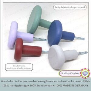 5er Set matte Garderobenhaken Wandhaken Kreidefarbe rund JUMBO KNOBS bunt Kleiderhaken Haken Wandaufhängung Mantelhaken Holz mattfarben grau Bild 4