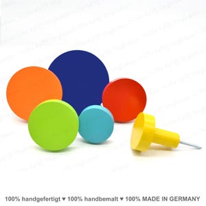 Lot de 6 patères murales JUMBO KNOBS XL 6-12 cm patères unies colorées brillantes fixation murale bois massif porte-chapeaux