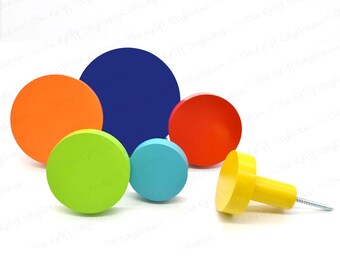 Set of 6 wardrobe hooks JUMBO KNOBS XL big wood wall hooks coat hangers hanging storage hat nursery knobs beech corridor round