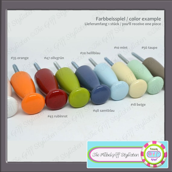 Wandhaken Gardrobenhaken Holz uni glänzend mint beige Kleiderhaken zur direkten Wandbefestigung handbemalt einfarbig MADE IN GERMANY