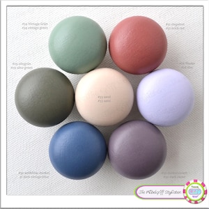 1 Vintage Shabby Style door knob frosted matt plain wood wooden beech pink light blue grey sugar white solid furniture handle drawer cabinet