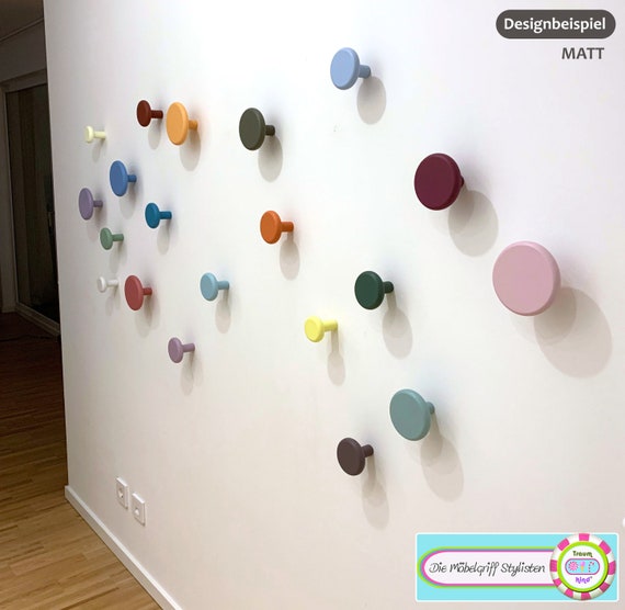 Wandhaken Garderobenhaken Kleiderhaken Wand Holz 1 Stück JUMBO KNOBS XL 6-12 cm uni bunt matt oder glänzend Haken Wandbefestigung Massivholz