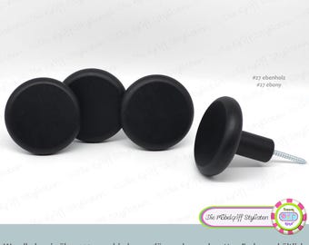4x wall hooks 8cm JUMBO KNOBS wooden black ebony matte XL big wardrobe hangers hanging storage matte wood knobs coat-hanger circle