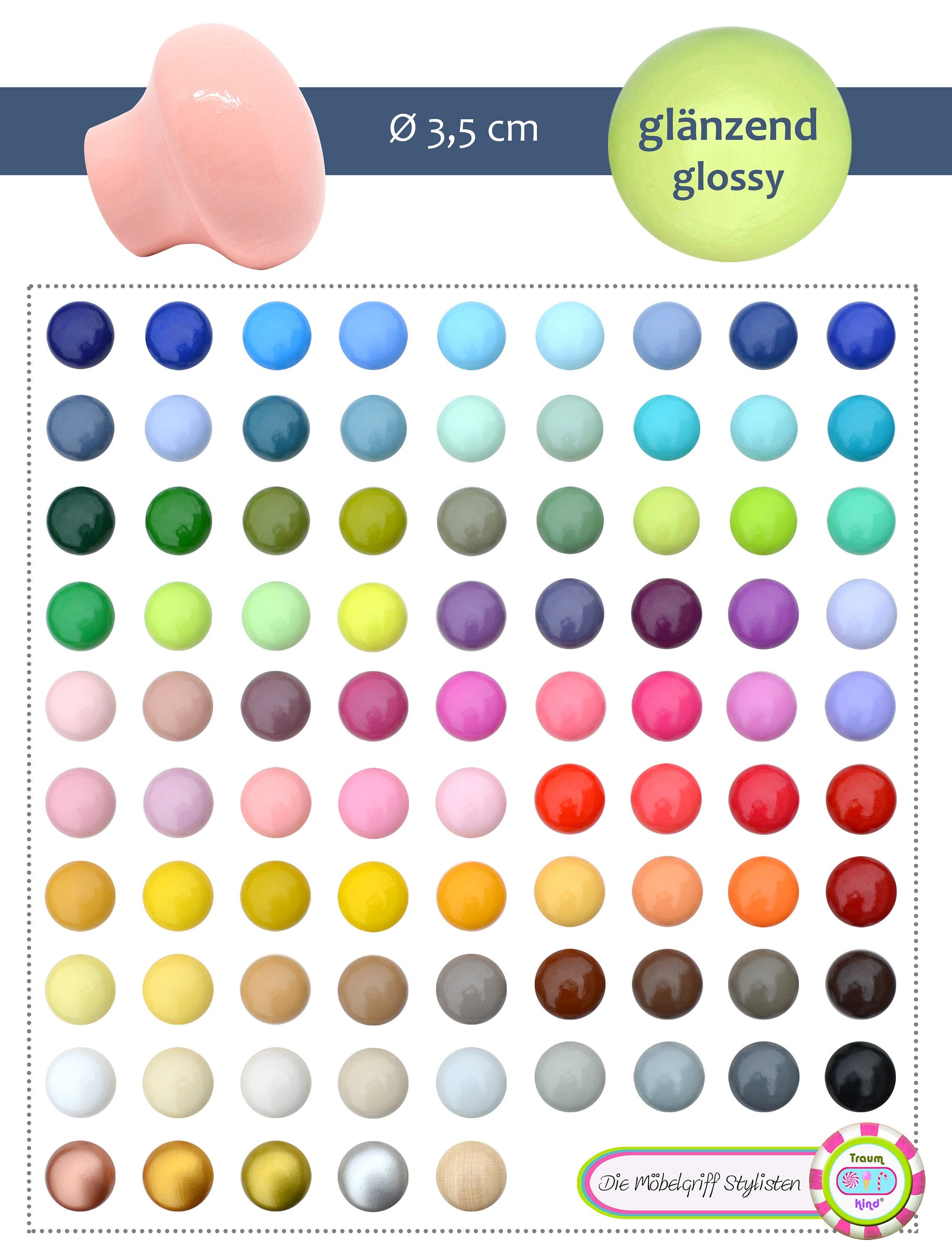 Möbelknopf Möbelknauf Holz 1 Stück individuell handbemalt 35 | Etsy